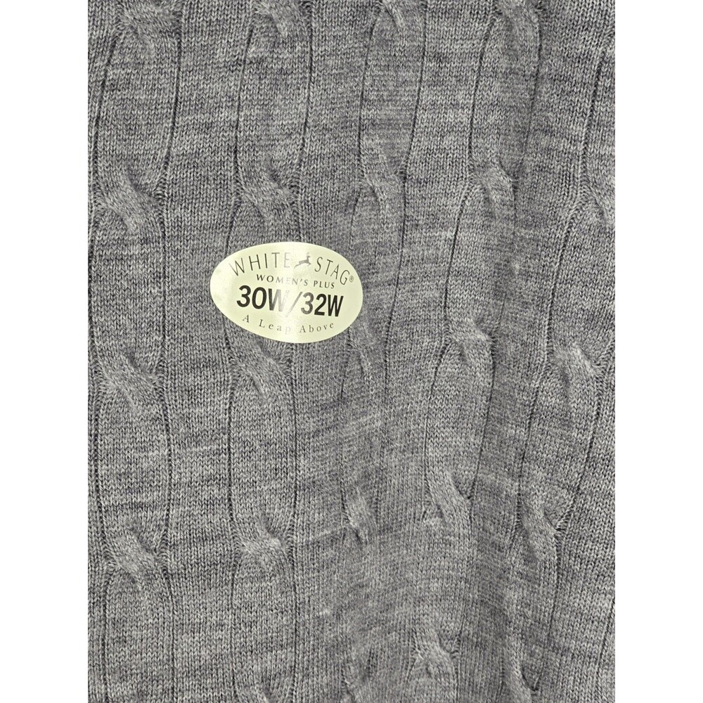 White Stag Shirt Top Womens 30W/32 Gray Cable Knit V Neck Short Sleeve Plus Soft - Picture 12 of 16